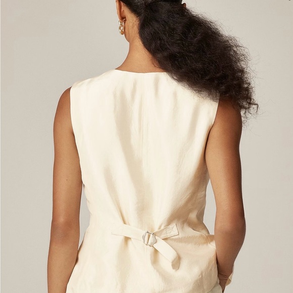 J Crew Essential Cutaway Vest top in textured satin - Picture 2 of 8
